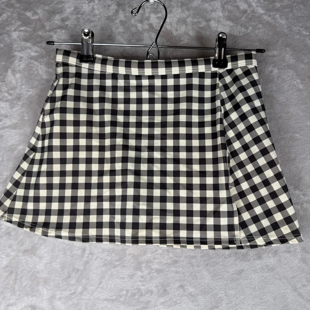 Hanna Andersson Girls Black White‎ Gingham Swim Skirt Built-in Brief Size 12 150